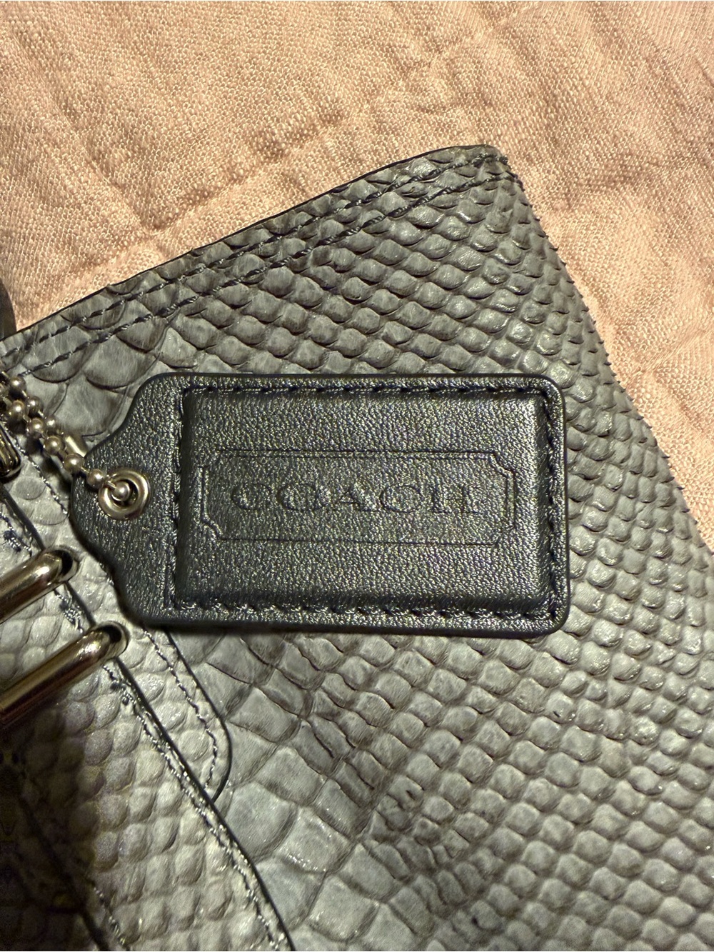 COACH KRISTIN Embossed Python Leather Shoulder Tote Bag Purse 2012 $798. - Picture 4 of 6